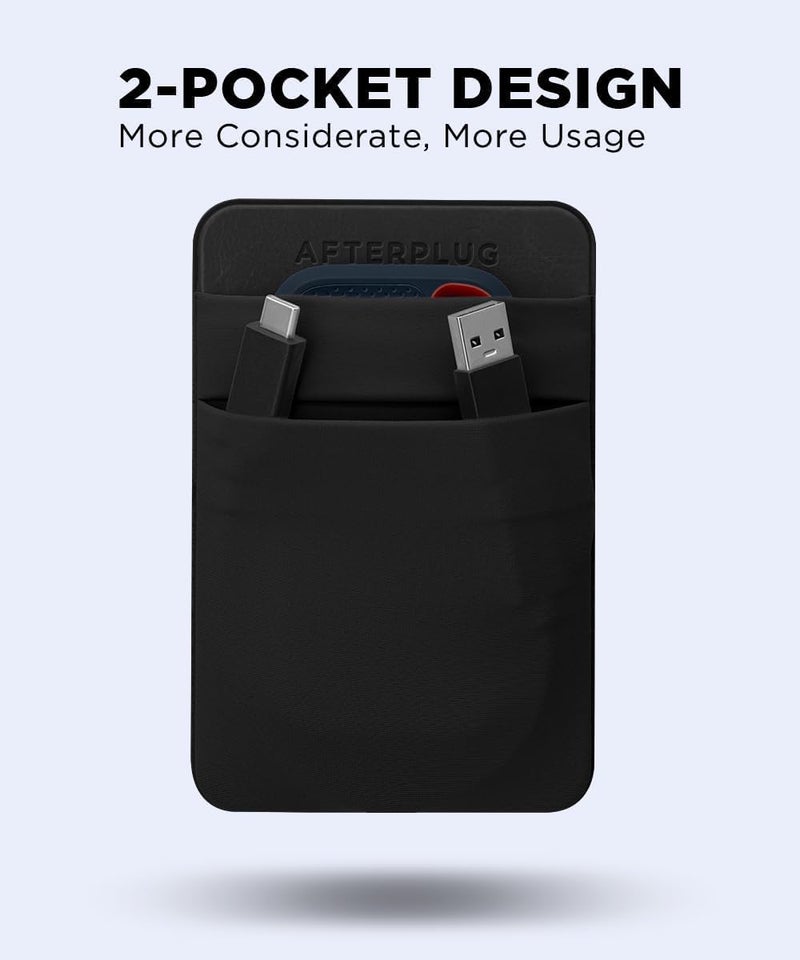 Afterplug 2-Pocket Adhesive Pouch for Laptop, Compatible with External Portable SSD, Magic Mouse, USB Cable and More - Black - Image 4